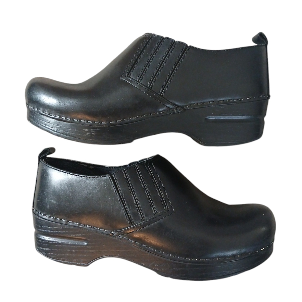 Dansko Piet Professional Clogs Black Oiled Leather Comfort Shoes Size 6